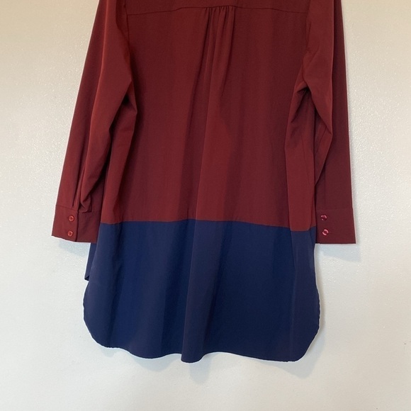 Ryan Wythe button up sleeve navy burnt red mid button up v neck tunic shirt 16 - Picture 6 of 15